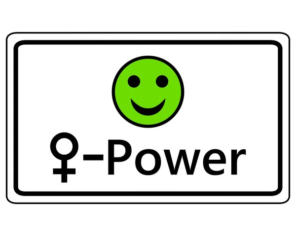 Zeichen glücklicher Smiley für Frauenpower — Stockvektor