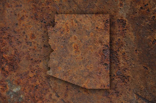Kaart van Arizona op roestig metaal — Stockfoto