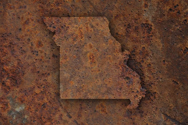 Map of Missouri on rusty metal — Stock Photo, Image