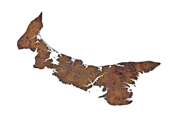 Mapa Wyspy Księcia Edwarda na zardzewiałym metalu — Zdjęcie stockowe