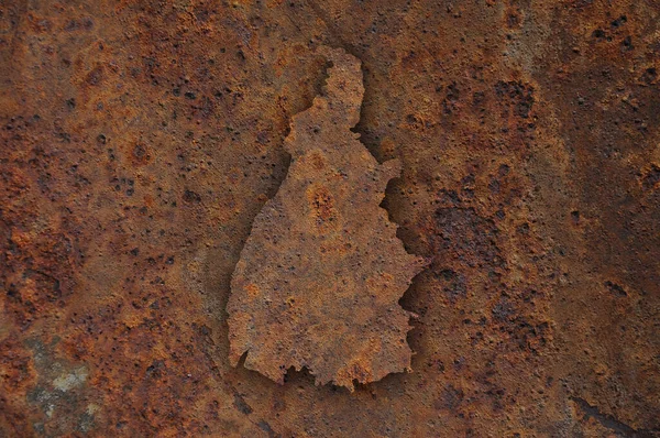 Χάρτης των Τοκαντίνων σε σκουριασμένο μέταλλο — Φωτογραφία Αρχείου