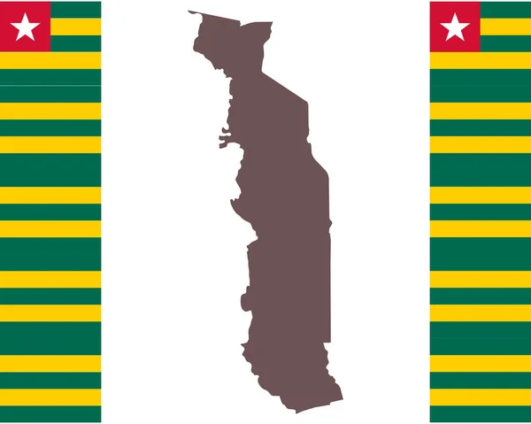 Karta över Togo på bakgrund med flagga — Stock vektor