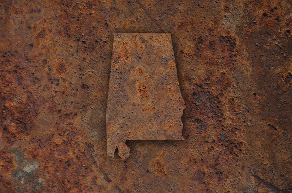Mapa de Alabama en metal oxidado —  Fotos de Stock