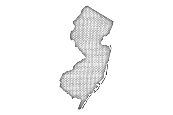 Карта Нью - Джерсі на старому лляному полотні — стокове фото