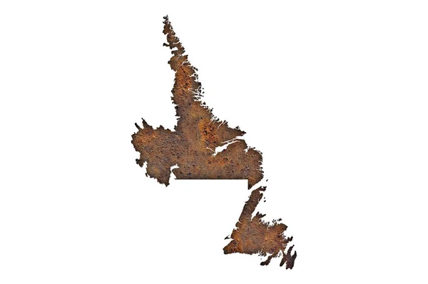 Mapa Nowej Fundlandii i Labradoru na zardzewiałym metalu — Zdjęcie stockowe