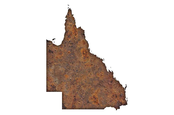 Kaart van Queensland op roestig metaal — Stockfoto