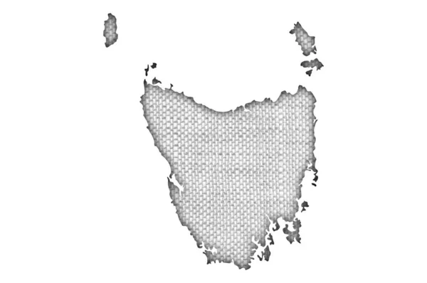 Kaart van Tasmanië op oud linnen — Stockfoto