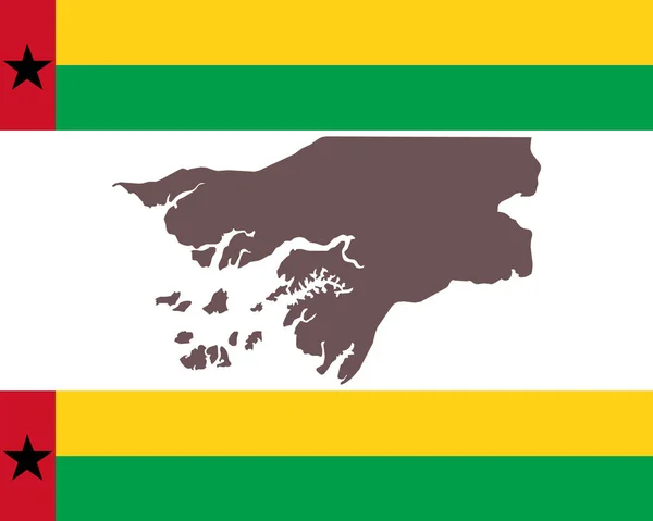 Mapa da Guiné-Bissau no fundo com bandeira —  Vetores de Stock