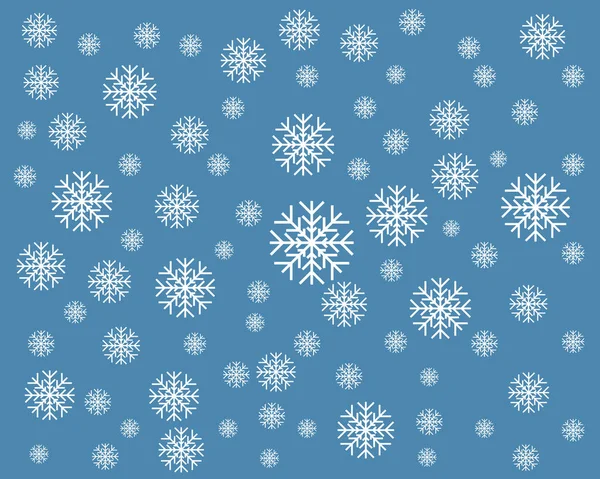 Fondo azul con copos de nieve — Vector de stock