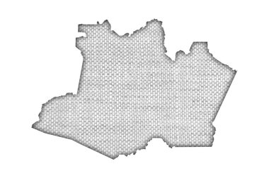 Eski çarşafların üzerindeki Amazonların haritası