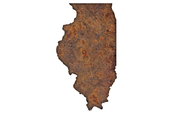 Карта Іллінойсу на іржавому металі — стокове фото