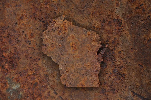 Map of Wisconsin on rusty metal — Stock Photo, Image