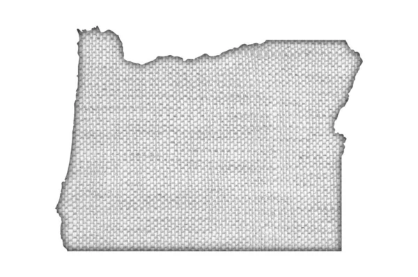 Mapa de Oregon en ropa de cama vieja — Foto de Stock