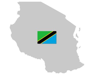 bayrak ve Tanzanya Haritası