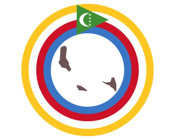Mapa de las Comoras en el fondo con bandera — Archivo Imágenes Vectoriales