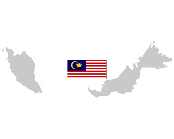 Bandiera e mappa di Malaysia — Vettoriale Stock