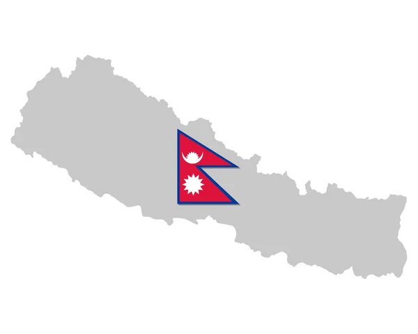 Bandera y mapa de Nepal — Archivo Imágenes Vectoriales