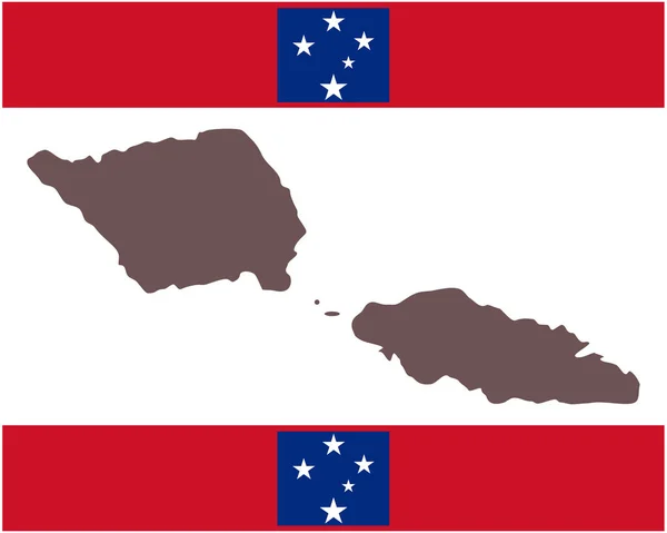 Mapa de Samoa no fundo com bandeira — Vetor de Stock