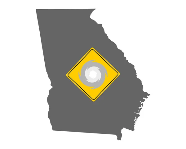 Mapa de Georgia y señal de tráfico advertencia de huracán — Vector de stock