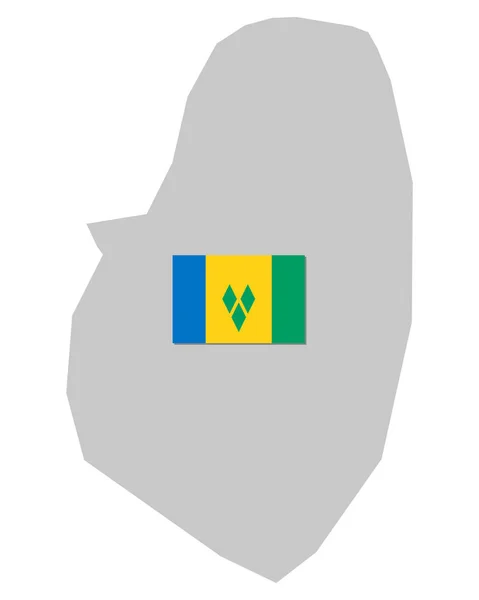 Vlag en kaart van Saint Vincent en de Grenadines — Stockvector