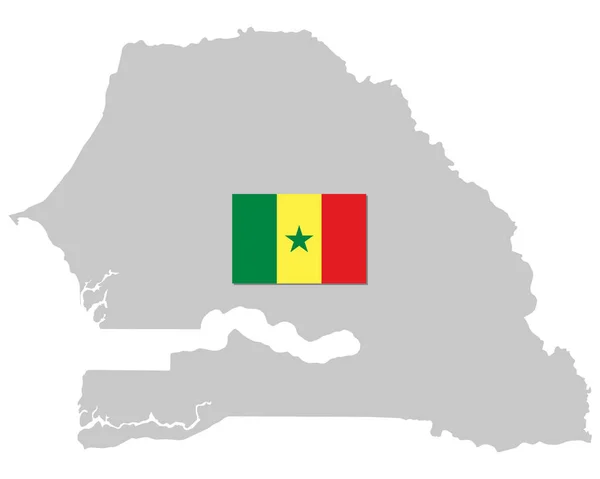 塞内加尔国旗和地图 — 图库矢量图片