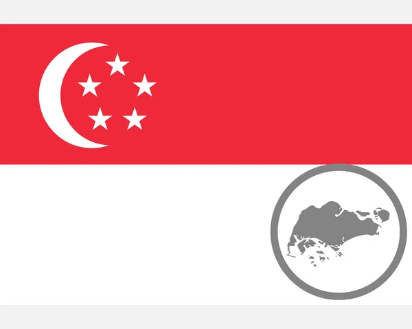 Vlag en de kaart van singapore — Stockvector