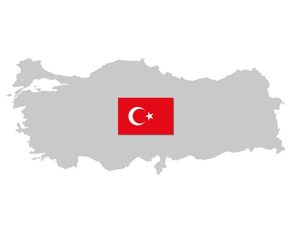 Bendera dan peta Turki - Stok Vektor