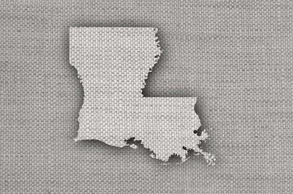 Kaart van Louisiana op oud linnen — Stockfoto