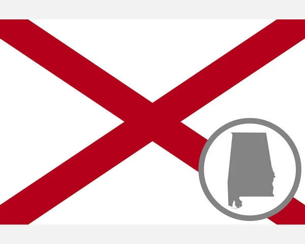 Flagge und Karte von Alabama — Stockvektor