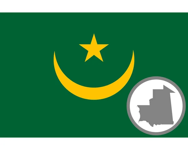 Vlajka a mapa Mauritánie — Stockový vektor