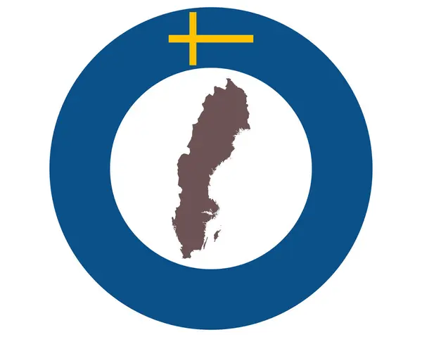 国旗を背景にしたスウェーデンの地図 — ストックベクタ