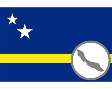 Curacao bayrağı ve haritası