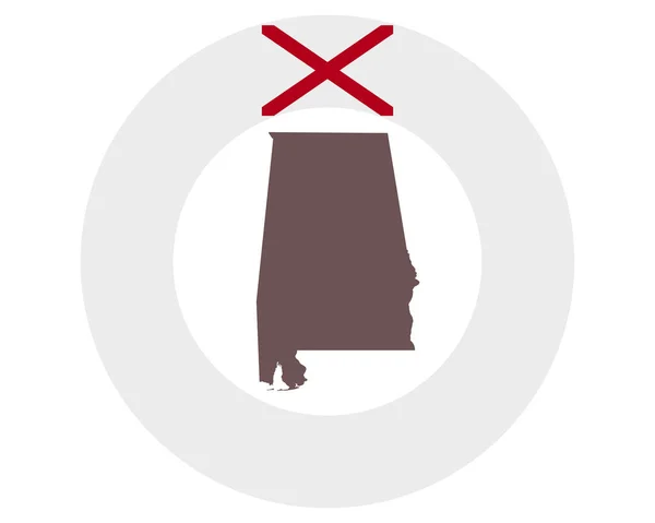 Mapa de Alabama en el fondo con la bandera — Vector de stock
