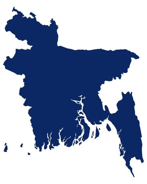 Carte du Bangladesh en bleu — Image vectorielle