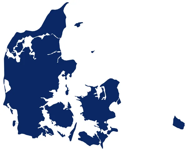 Peta Denmark dalam warna biru - Stok Vektor