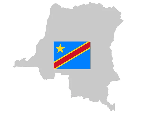 Drapeau et carte du Congo — Image vectorielle