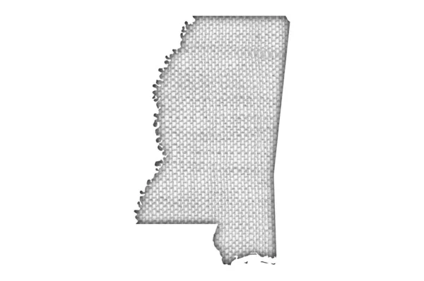 Carte du Mississippi sur vieux draps — Photo