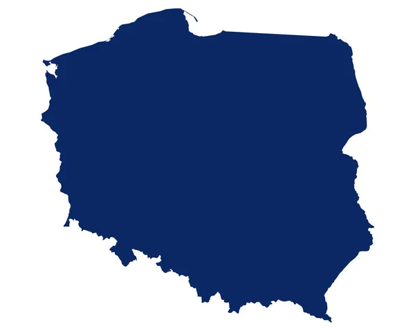 Polonya haritası mavi renkte — Stok Vektör