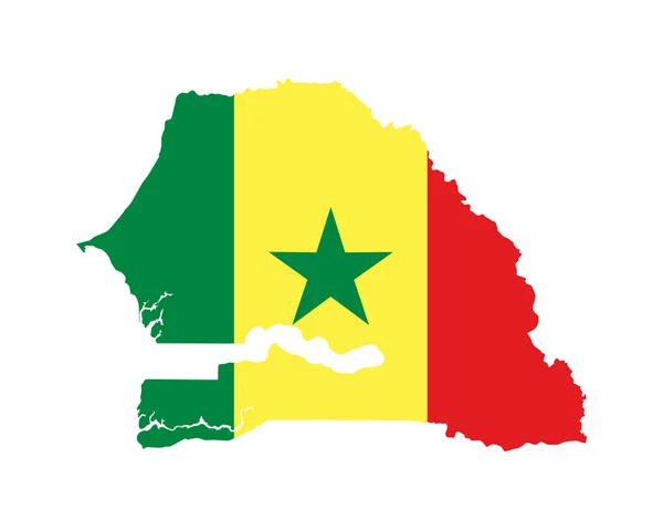 Vlag op de kaart van Senegal — Stockvector