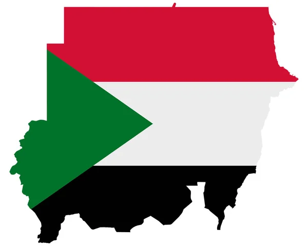 Vlajka na mapě Súdánu — Stockový vektor