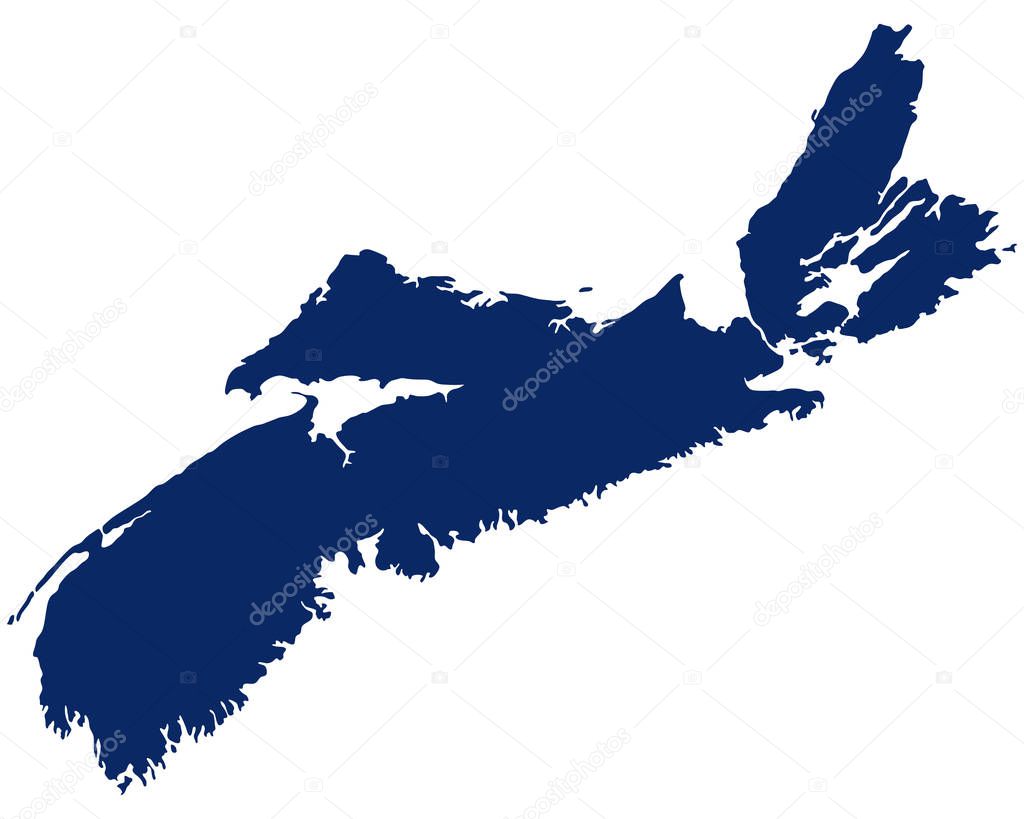 Map of Nova Scotia in blue colour