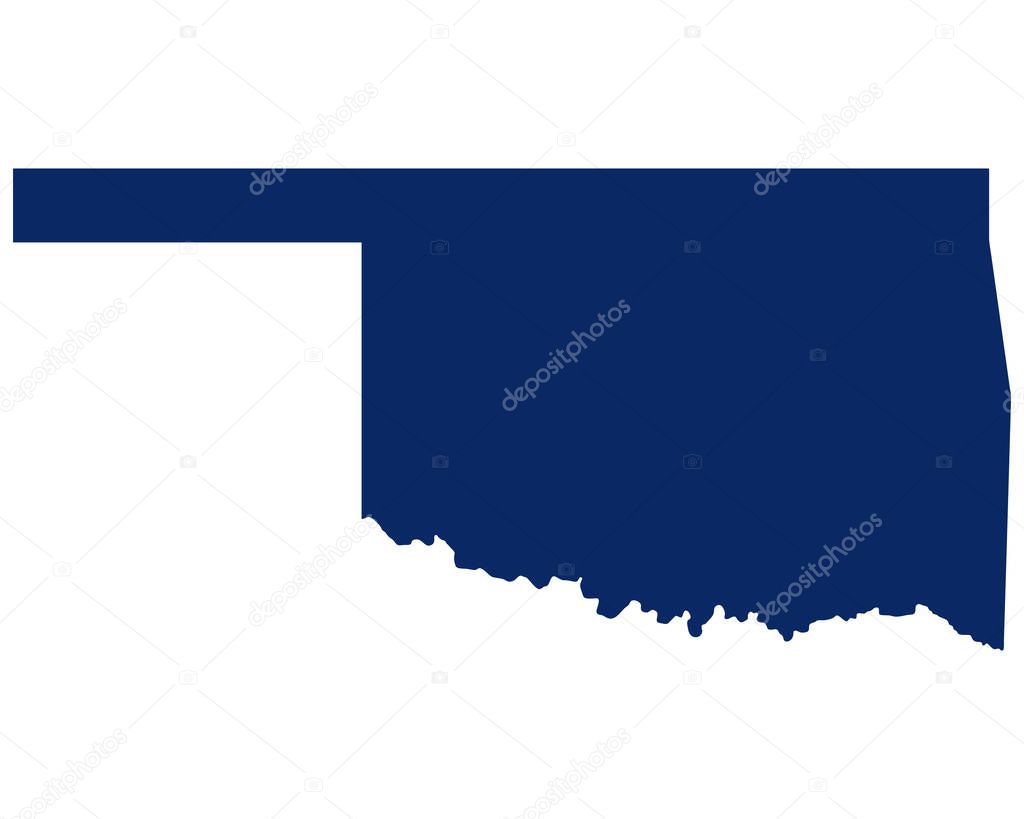 Map of Oklahoma in blue colour