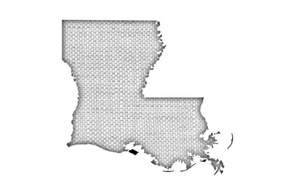 Louisiana térképe a régi vásznon — Stock Fotó
