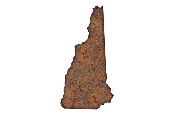 Mapa de New Hampshire en metal oxidado — Foto de Stock