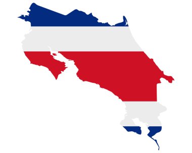 Kosta Rika haritasında bayrak