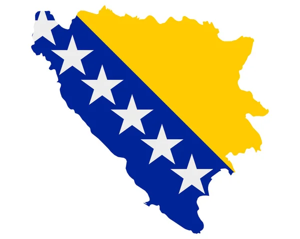 Bandera en el mapa de Bosnia y Herzegovina — Vector de stock