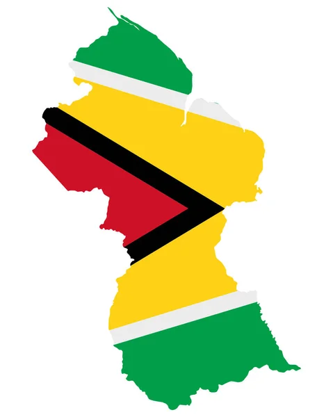 Guyana haritasında bayrak — Stok Vektör