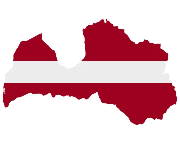 Vlajka na mapě Lotyšsko — Stockový vektor