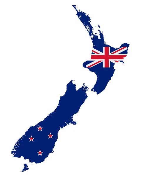 ニュージーランドの地図で旗 — ストックベクタ