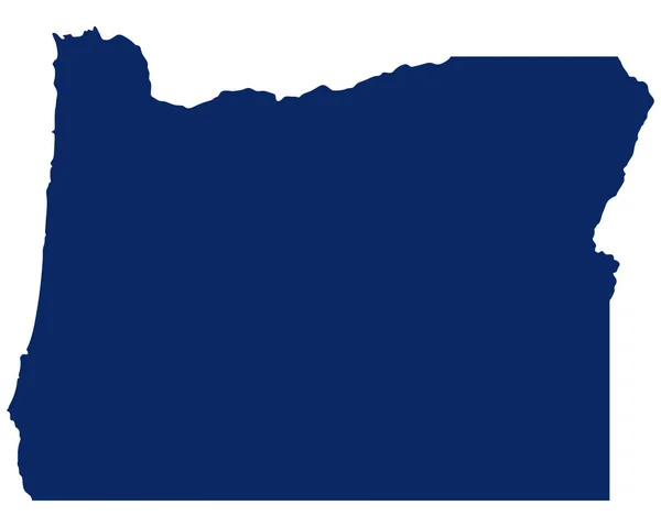 O mapa de Oregon na cor azul —  Vetores de Stock